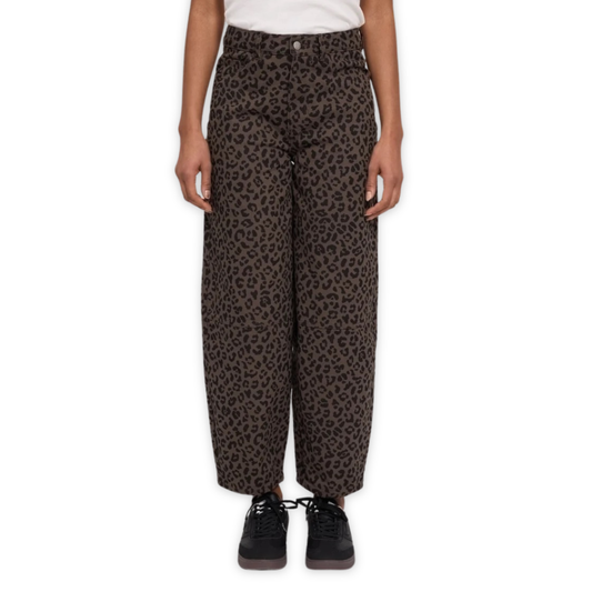 MAZINE || WOMEN PRINTED BARREL LEG DENIM PANTS CHOCOLATE BROWN / PRINTED