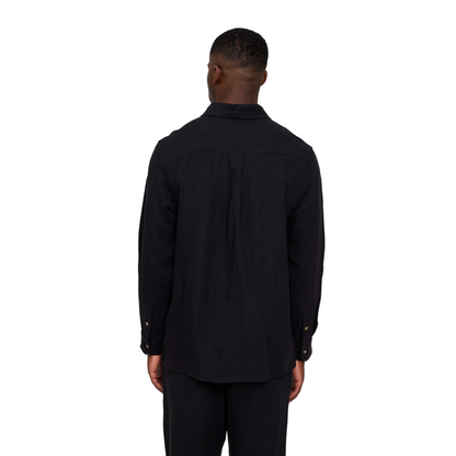 MAZINE || CLASSIC LINEN SHIRT BLACK