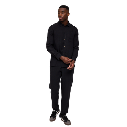 MAZINE || CLASSIC LINEN SHIRT BLACK