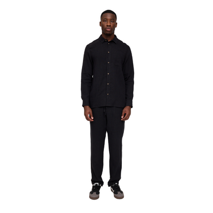 MAZINE || CLASSIC LINEN SHIRT BLACK