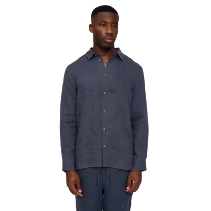 MAZINE || CLASSIC LINEN SHIRT INK BLUE