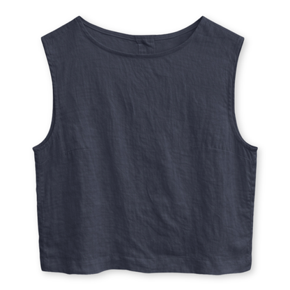 MAZINE || WOMANS LINEN TOP INK BLUE