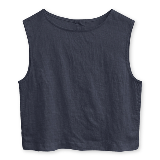 MAZINE || WOMANS LINEN TOP INK BLUE