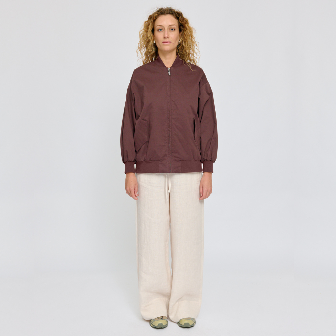 MAZINE || LOOSE FIT COTTON BOMBER DARK CHOCOLATE WOMAN