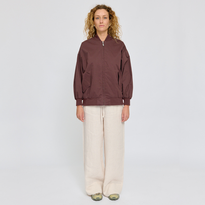 MAZINE || LOOSE FIT COTTON BOMBER DARK CHOCOLATE WOMAN