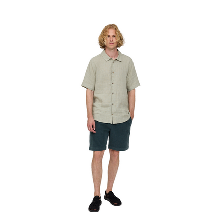 MAZINE || SHORTSLEEVE LINEN SHIRT SEAGRASS