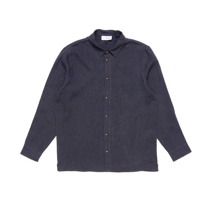MAZINE || CLASSIC LINEN SHIRT INK BLUE