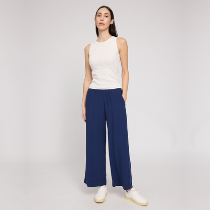 MAZINE || WIDE LEG VISCOSE PANT INDIGO