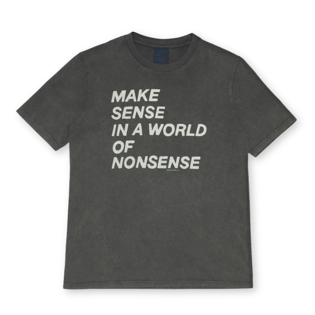 NUDIE JEANS || JONI T-SHIRT MAKE SENSE ANTRACITE WOMAN