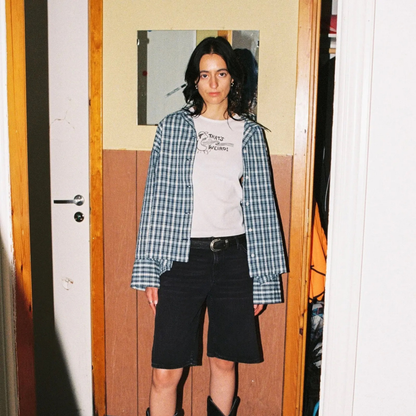 NUDIE JEANS || JUTTA SHIRT INDIGO SEERSUCKER BLUE/OFFWH WOMAN