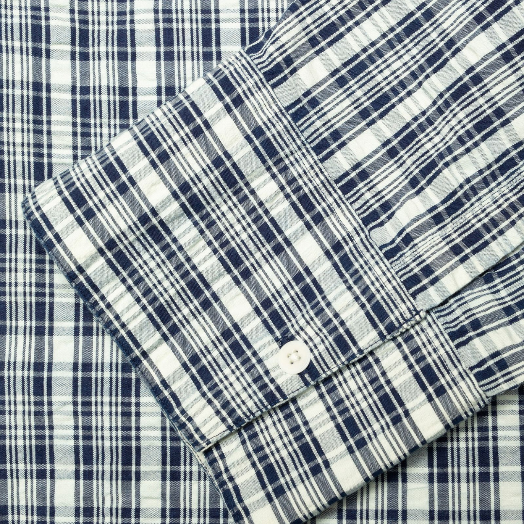 NUDIE JEANS || JUTTA SHIRT INDIGO SEERSUCKER BLUE/OFFWH WOMAN