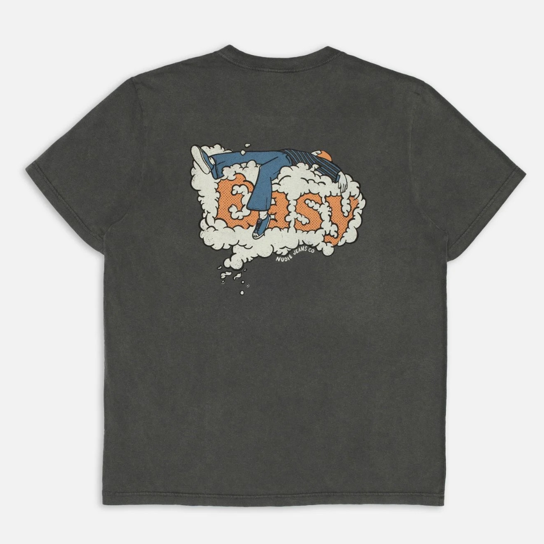 NUDIE JEANS || ROY T-SHIRT EASY CLOUD ANTRACITE MEN