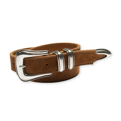 NUDIE JEANS || WESTERN SUEDE SILVER BELT TOBACCO