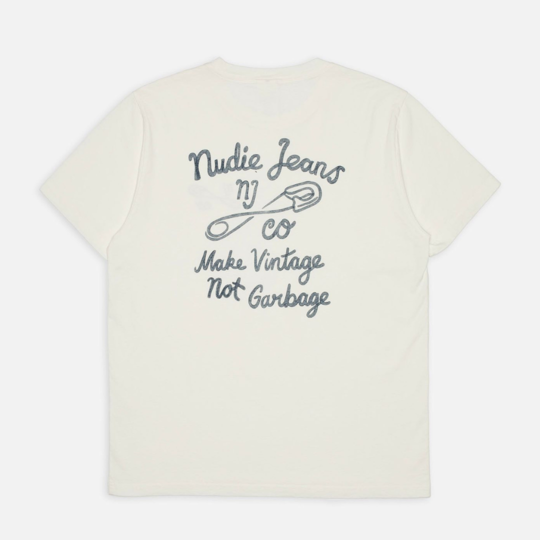 NUDIE JEANS || ROY T-SHIRT NJCO PIN CHALK WHITE MEN