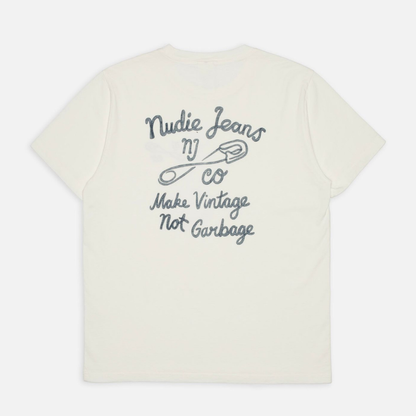 NUDIE JEANS || ROY T-SHIRT NJCO PIN CHALK WHITE MEN