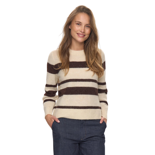 NÜMPH || NURIETTE WIDE STRIPE PULLOVER BLACK COFFEE