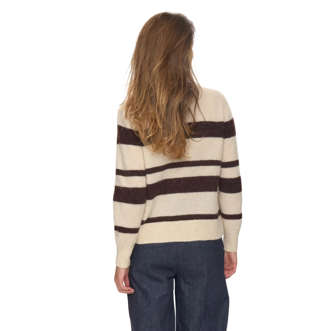 NÜMPH || NURIETTE WIDE STRIPE PULLOVER BLACK COFFEE