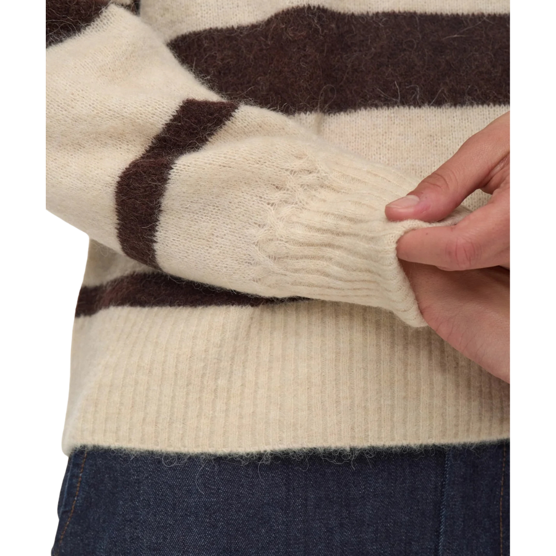 NÜMPH || NURIETTE WIDE STRIPE PULLOVER BLACK COFFEE