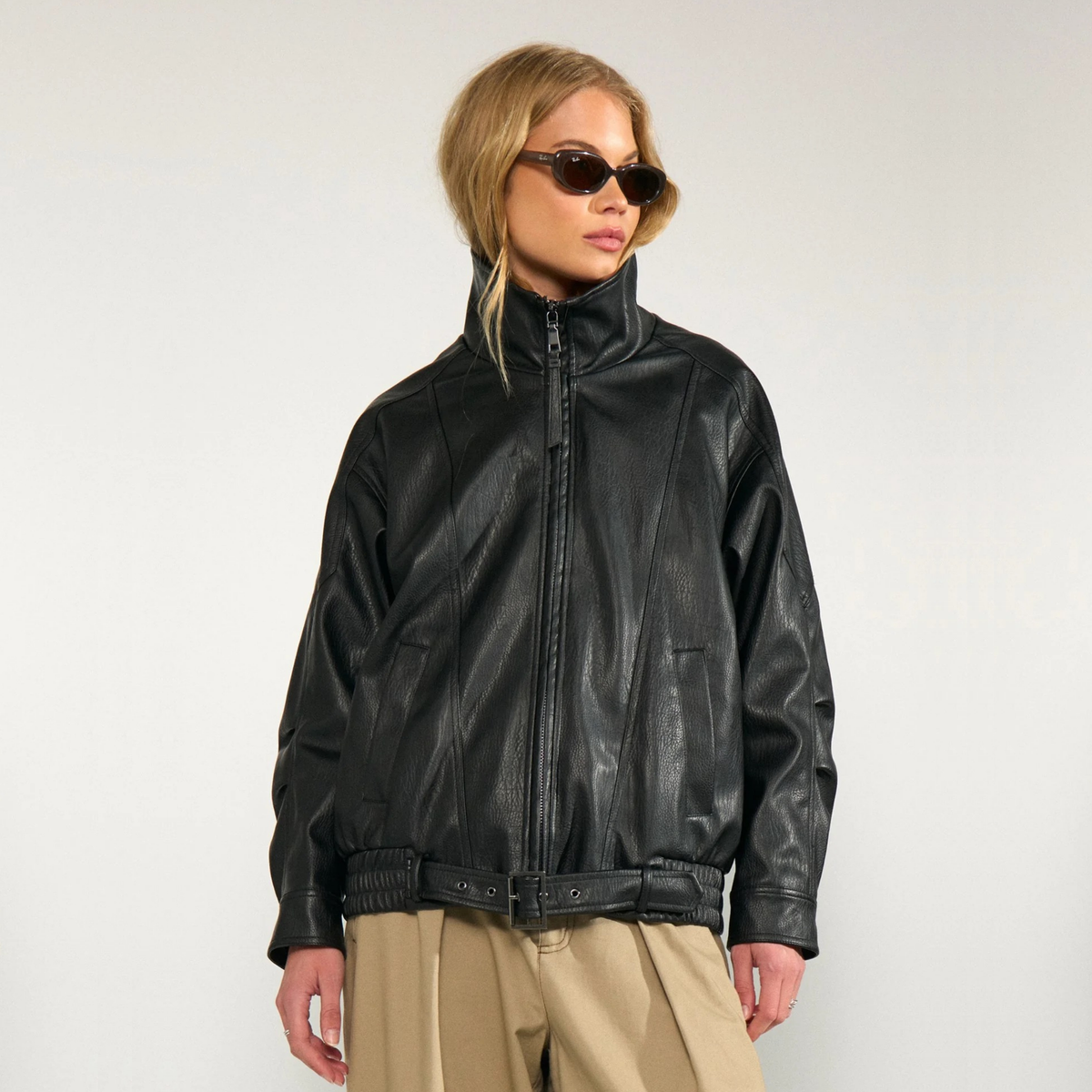 NÜMPH || NUBIKA OVERSIZE PU JACKET CAVIAR