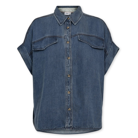 NÜMPH || NUELIDA SLEEVLESS SHIRT SNOW WASHED DENIM
