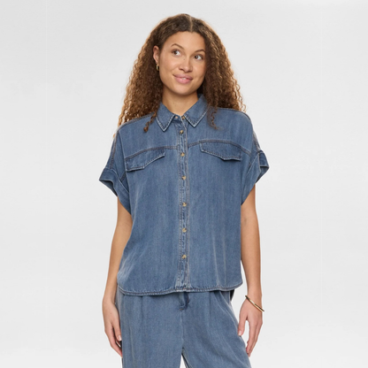 NÜMPH || NUELIDA SLEEVLESS SHIRT SNOW WASHED DENIM