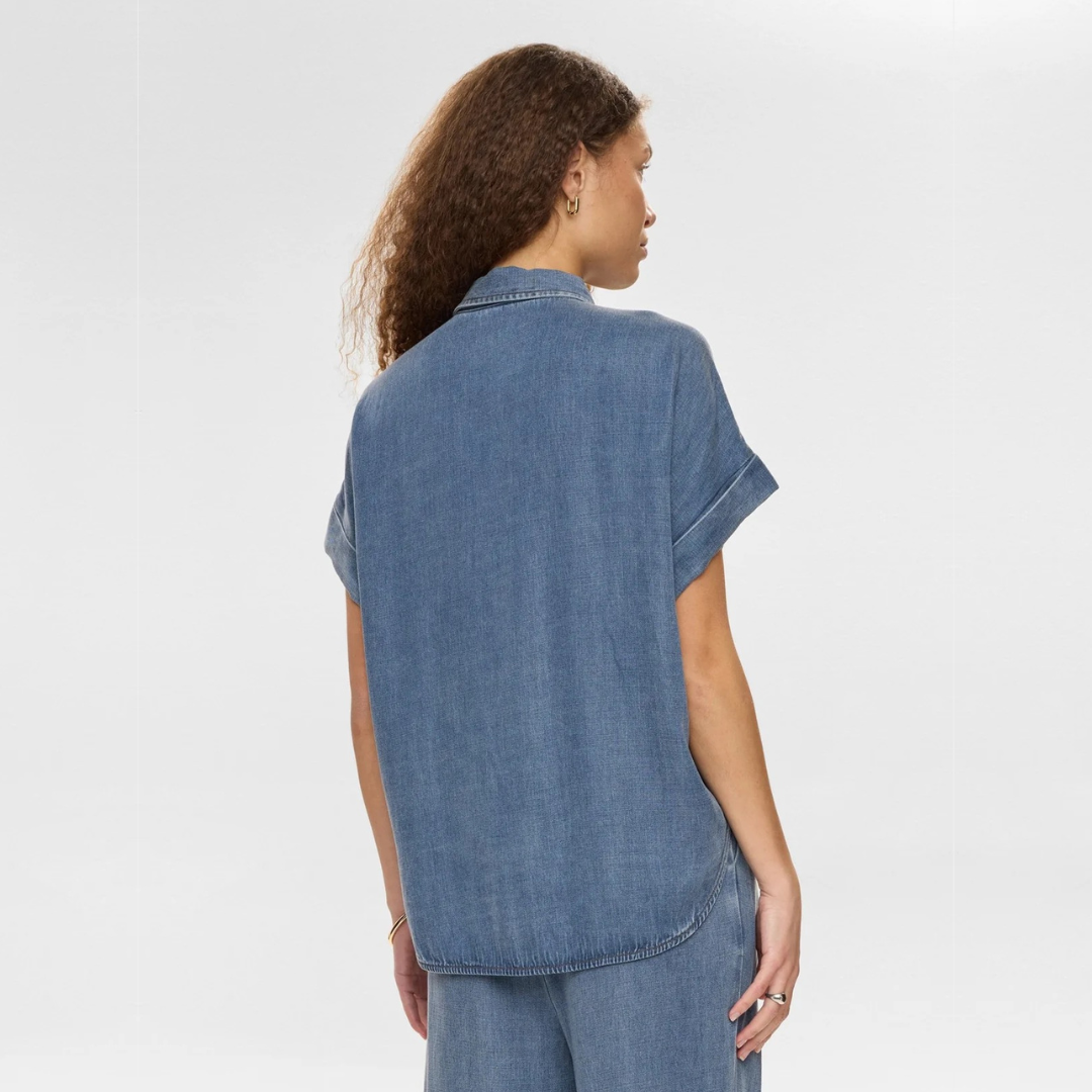 NÜMPH || NUELIDA SLEEVLESS SHIRT SNOW WASHED DENIM