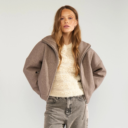 NÜMPH || NUKIMLA ZIP JACKET DEEP TAUPE MELANGE