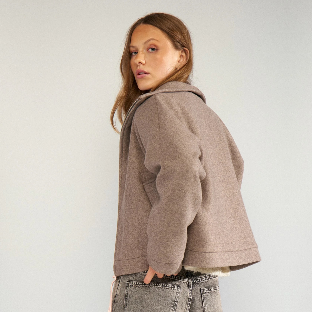 NÜMPH || NUKIMLA ZIP JACKET DEEP TAUPE MELANGE