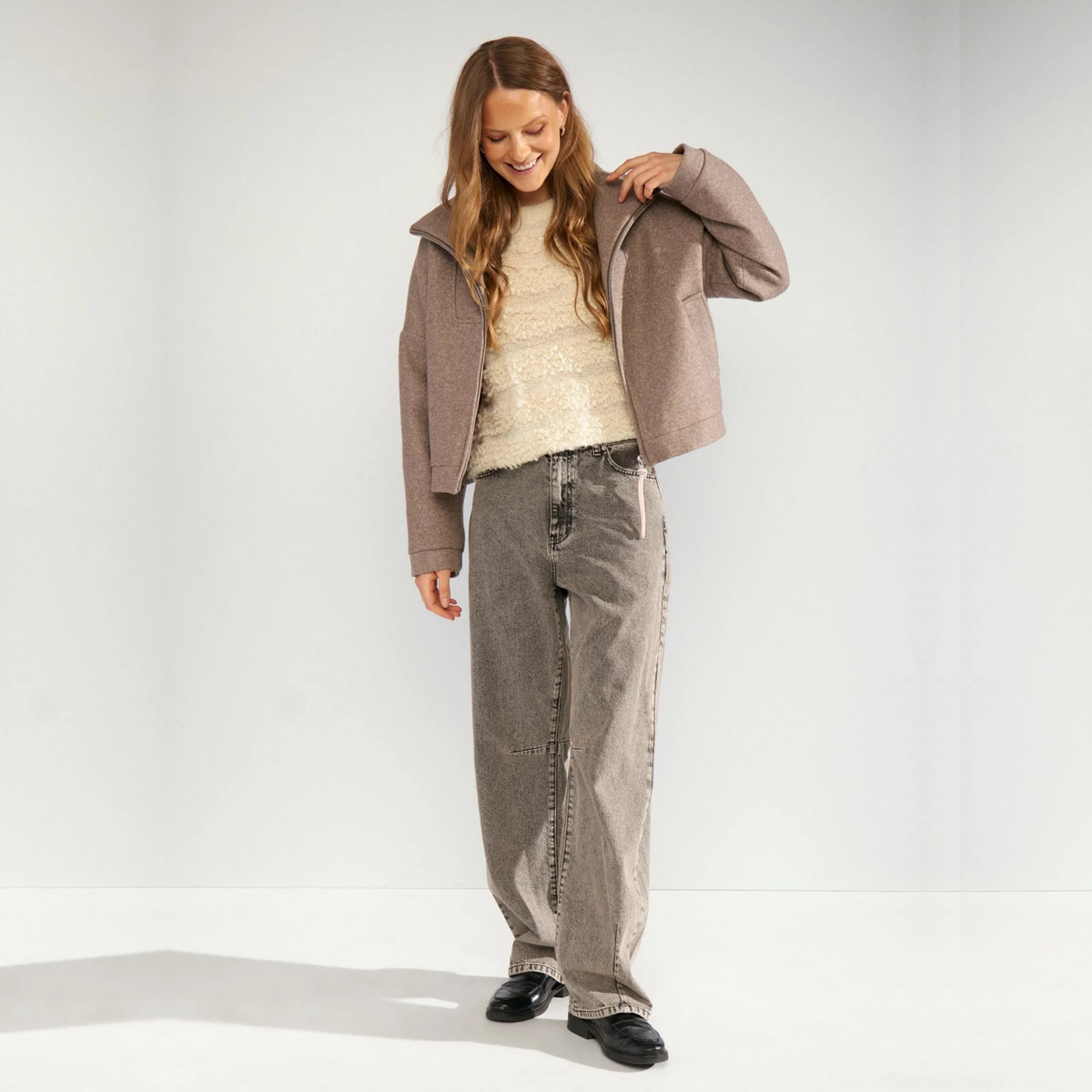 NÜMPH || NUKIMLA ZIP JACKET DEEP TAUPE MELANGE