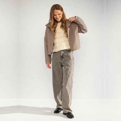 NÜMPH || NUKIMLA ZIP JACKET DEEP TAUPE MELANGE