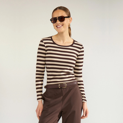 NÜMPH || NUMIXIE LS T-SHIRT-GOTS BLACK COFFEE
