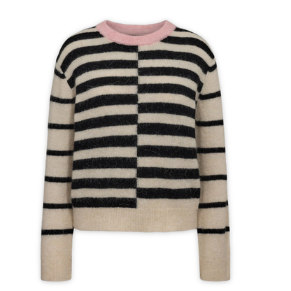 NÜMPH || NURIETTE BLOCK STRIPE PULLOVER CAVIAR