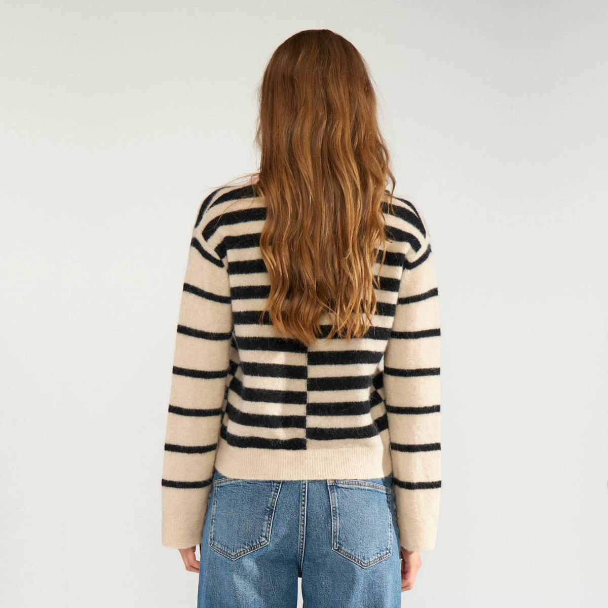 NÜMPH || NURIETTE BLOCK STRIPE PULLOVER CAVIAR