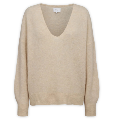 NÜMPH || NURIETTE V-NECK PULLOVER GRAY MORN