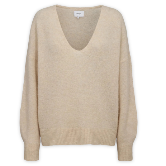 NÜMPH || NURIETTE V-NECK PULLOVER GRAY MORN