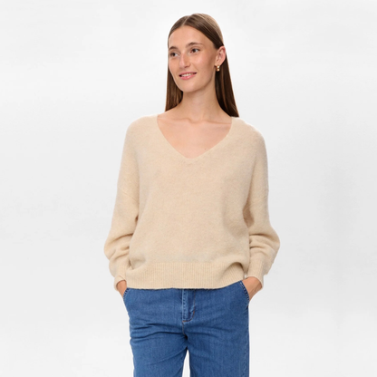 NÜMPH || NURIETTE V-NECK PULLOVER GRAY MORN