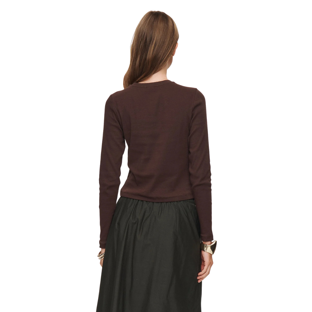 NÜMPH || NURILEY LS CROPPED TEE BLACK COFFEE