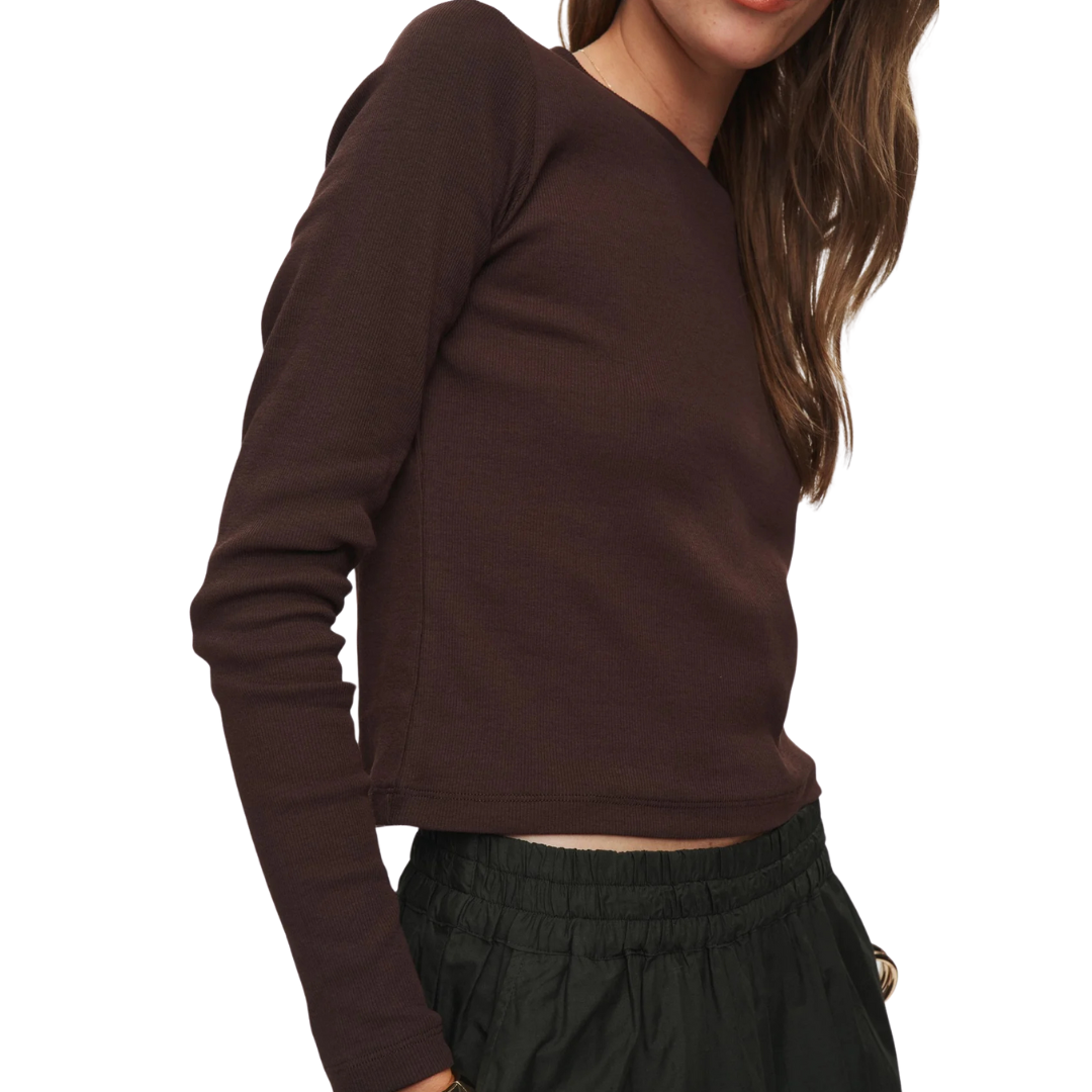 NÜMPH || NURILEY LS CROPPED TEE BLACK COFFEE