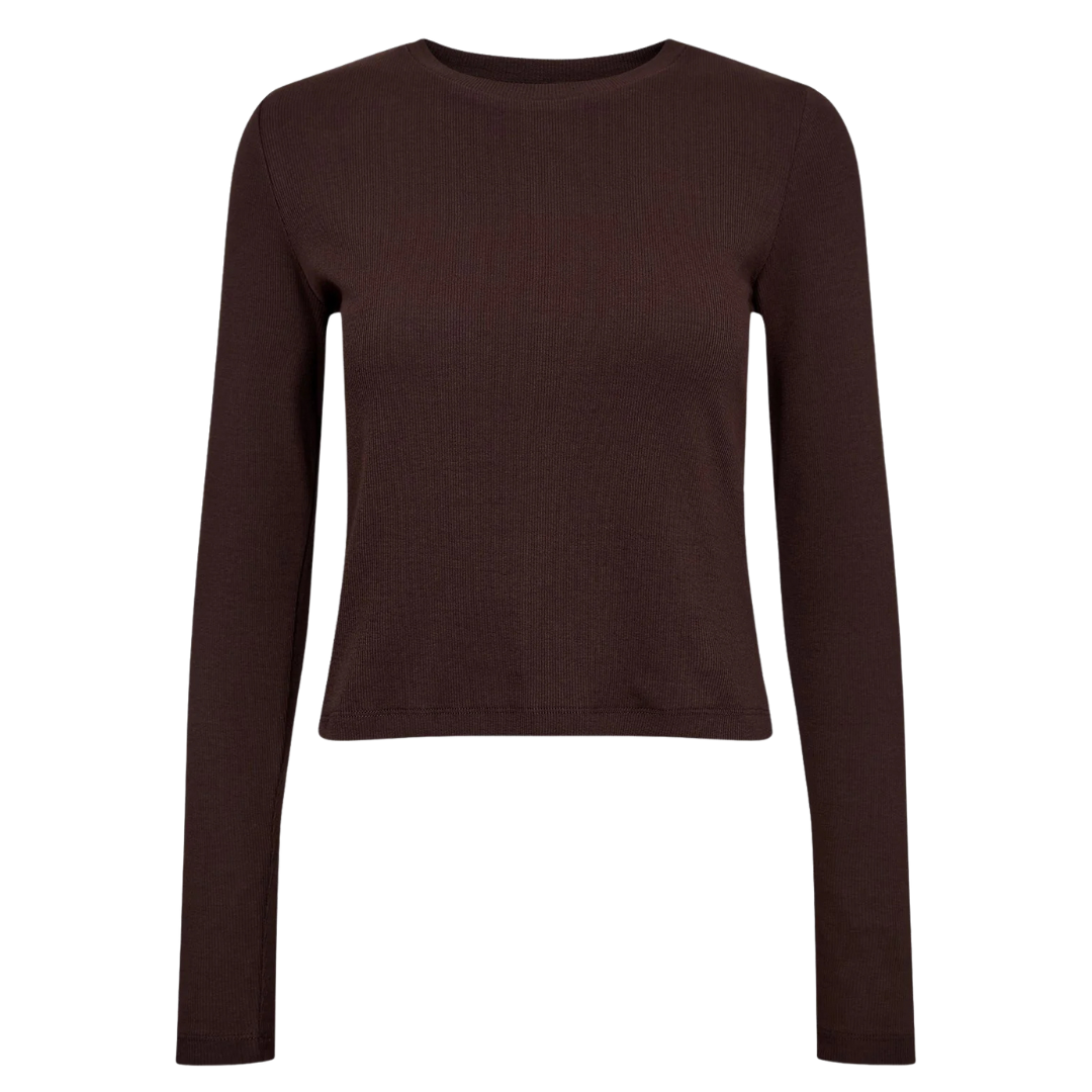 NÜMPH || NURILEY LS CROPPED TEE BLACK COFFEE