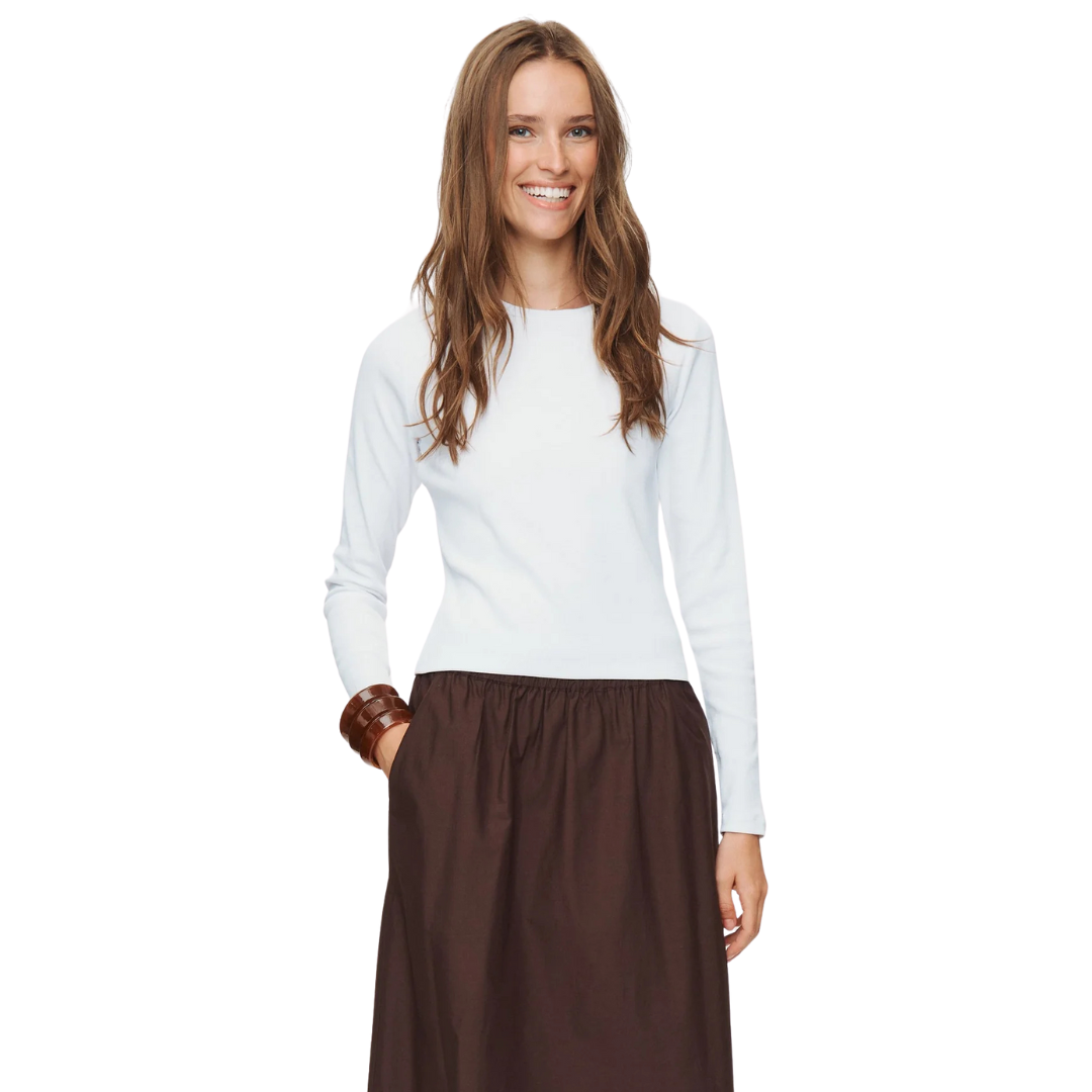 NÜMPH || NURILEY LS CROPPED TEE BRIGHT WHITE