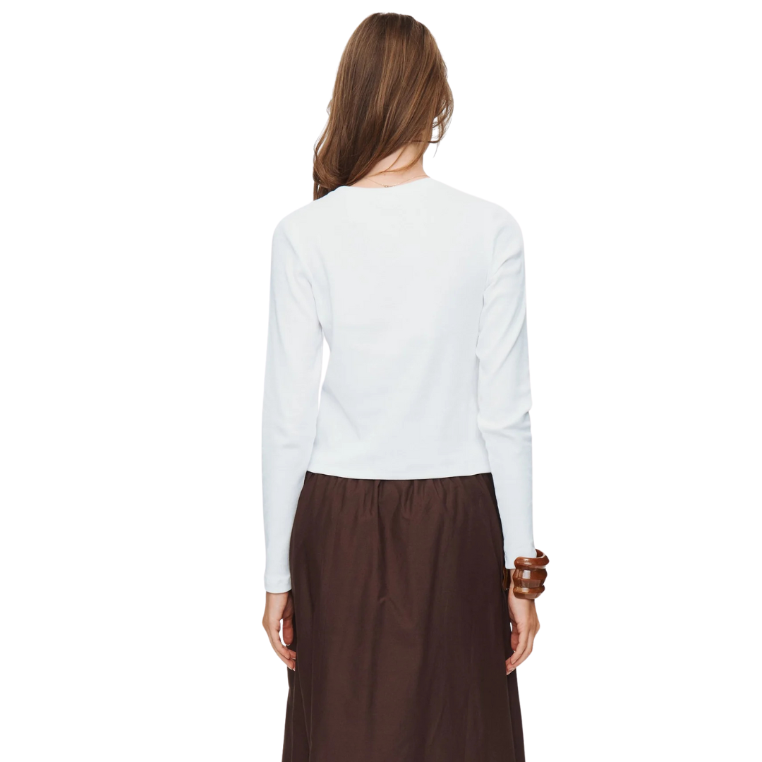 NÜMPH || NURILEY LS CROPPED TEE BRIGHT WHITE