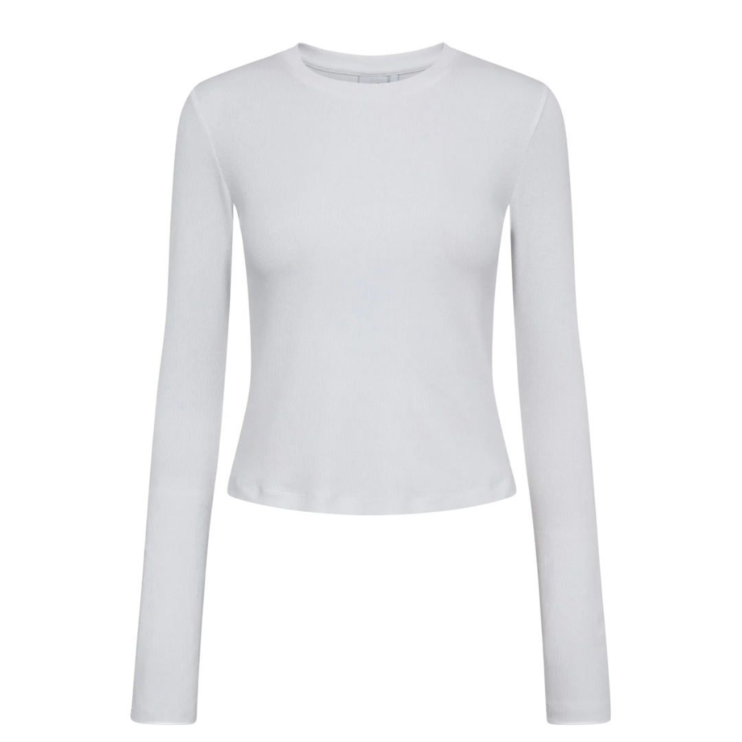 NÜMPH || NURILEY LS CROPPED TEE BRIGHT WHITE