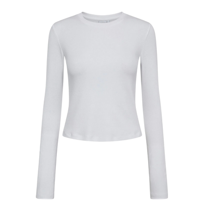 NÜMPH || NURILEY LS CROPPED TEE BRIGHT WHITE