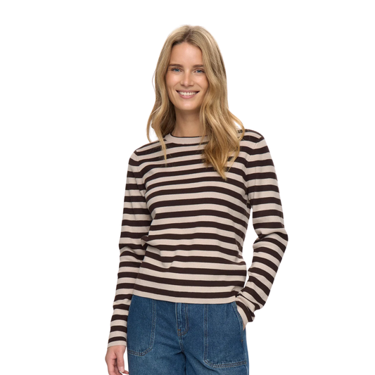 NÜMPH || NUSTRIPY PULLOVER BLACK COFFEE