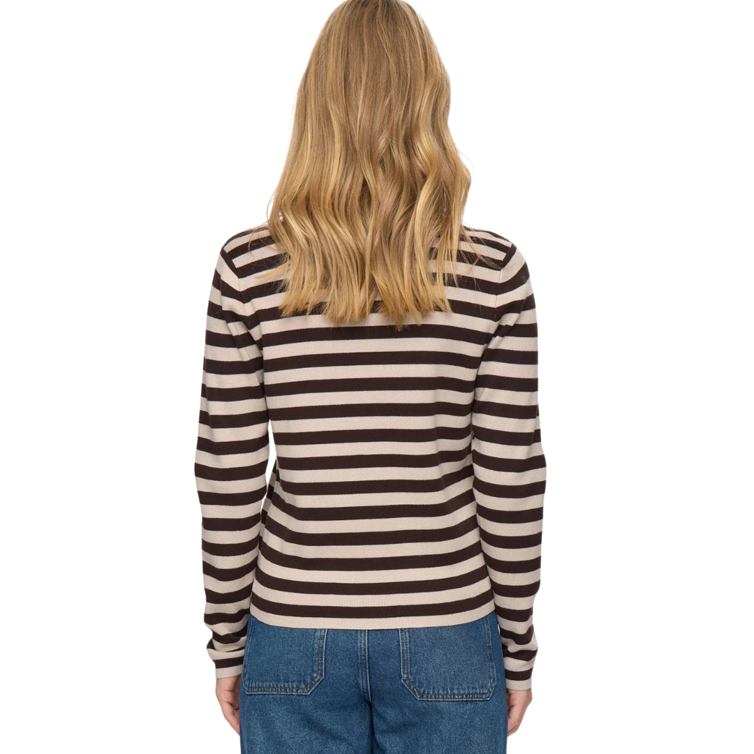 NÜMPH || NUSTRIPY PULLOVER BLACK COFFEE