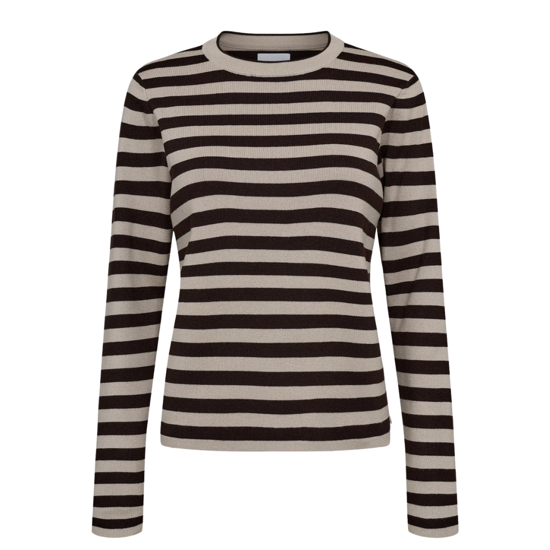 NÜMPH || NUSTRIPY PULLOVER BLACK COFFEE
