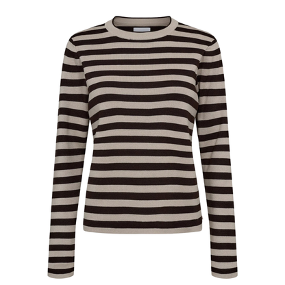 NÜMPH || NUSTRIPY PULLOVER BLACK COFFEE