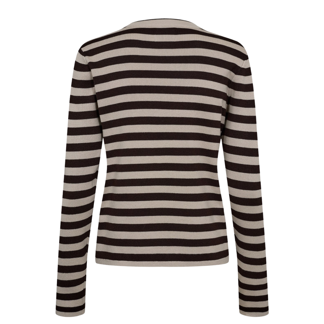 NÜMPH || NUSTRIPY PULLOVER BLACK COFFEE