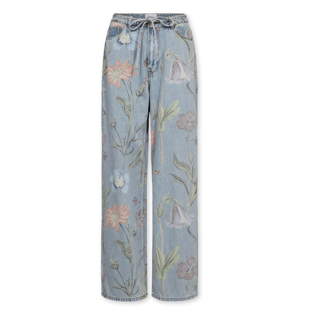 NÜMPH || NUVERONA HR WIDE JEANS LIGHT BLUE DENIM FLORAL 32"