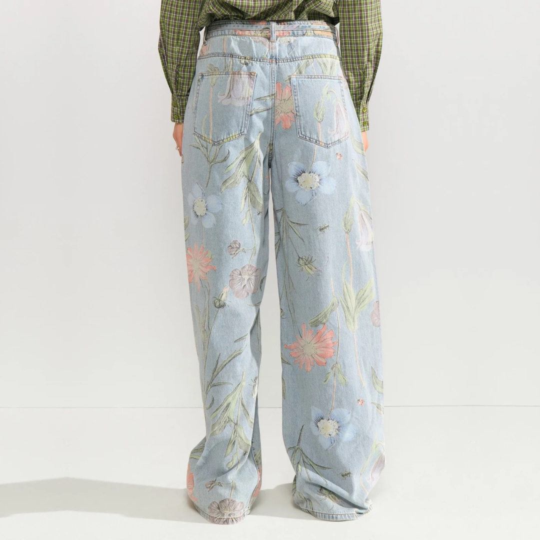 NÜMPH || NUVERONA HR WIDE JEANS LIGHT BLUE DENIM FLORAL 32"